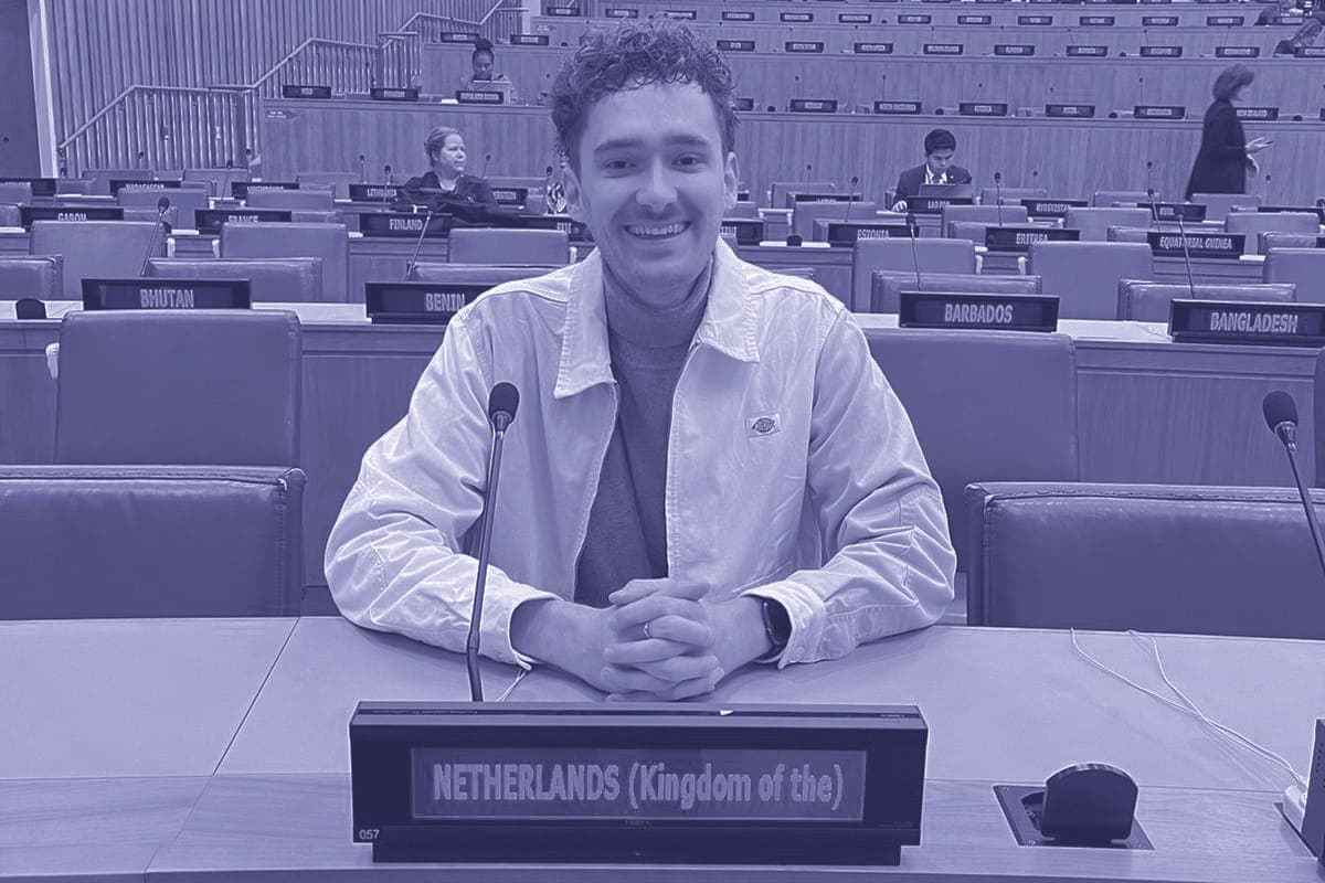 Dutch Youth Ambassador for SRHR, Gender Equality and Bodily Autonomy, Jim Monkel, speaking at the Commission on Population and Development 2023.